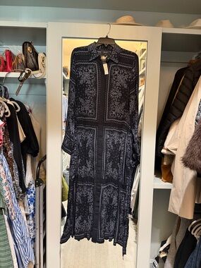 Madewell Black Paisley Maxi Shirt Dress